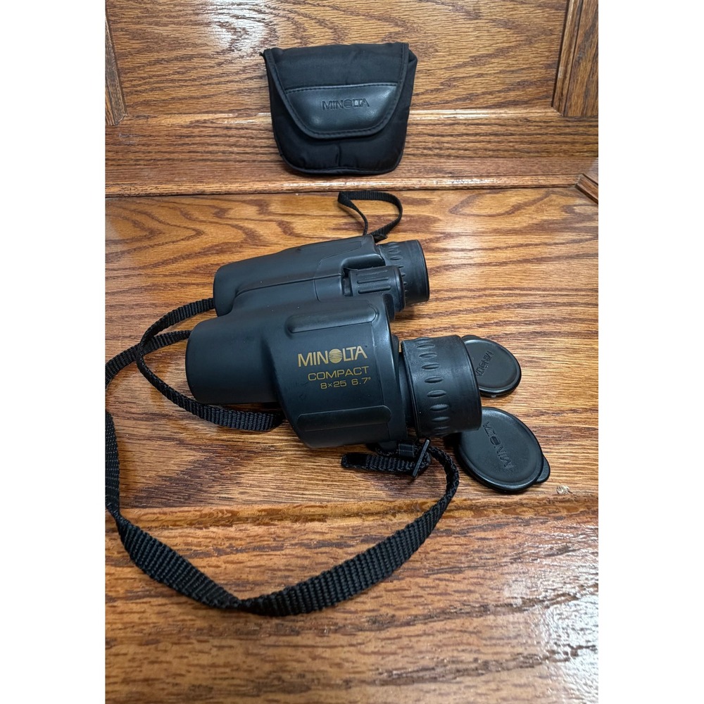 Minolta Compact Binoculars 8x25 6.7 Degree Black with Case and Strap